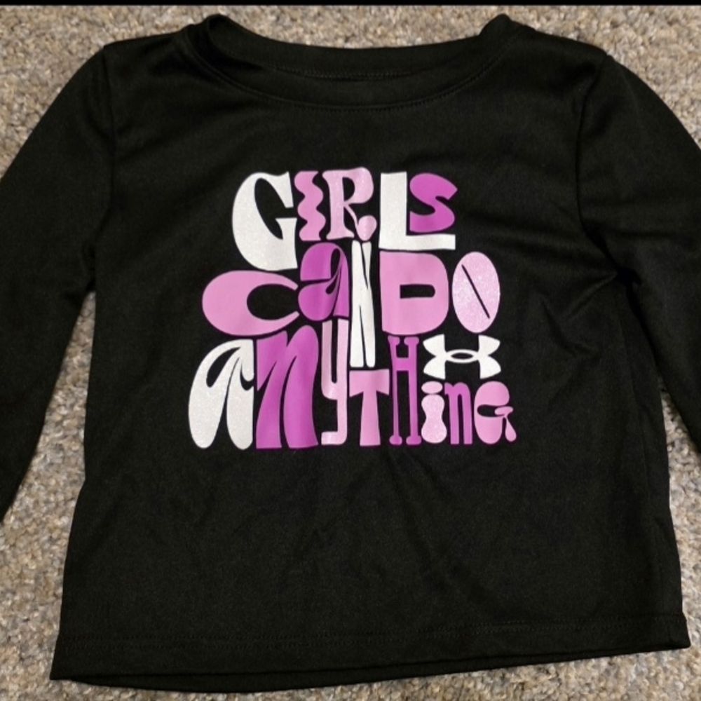 Under Armour Kids Black and Pink Long Sleeve Tee